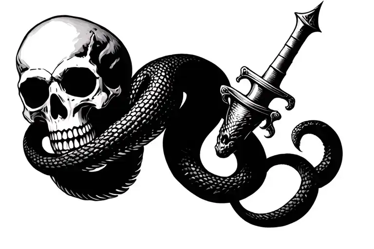 Skull And Snake And Dagger