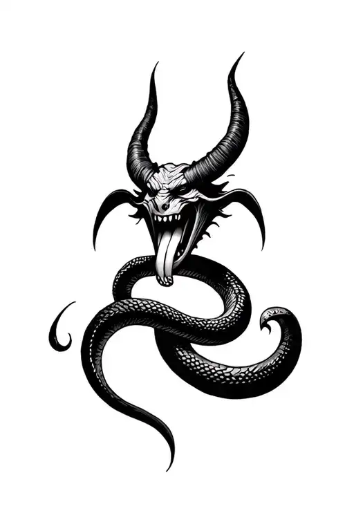 Demon With Horns A Forked Serpent Tongue