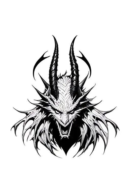 Demon With Horns Bahamut Head