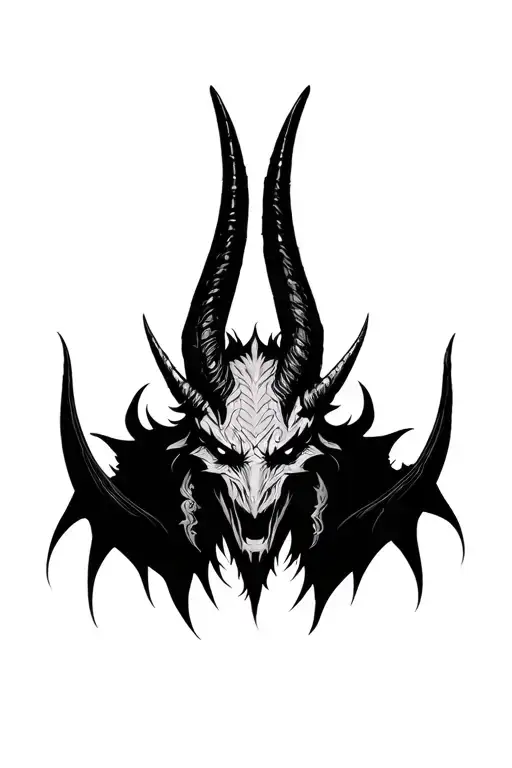 Demon With Horns Bahamut Head