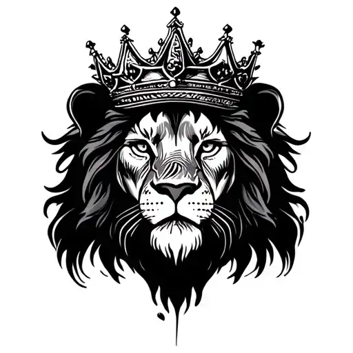 Lion Head With Crown Finger Print As Nose