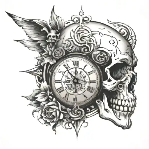 Clock At 11 With A Skull At 12 Subtly Integrated