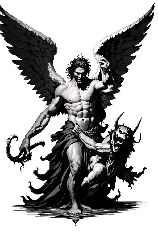 Angel Gabriel Fighting Demon