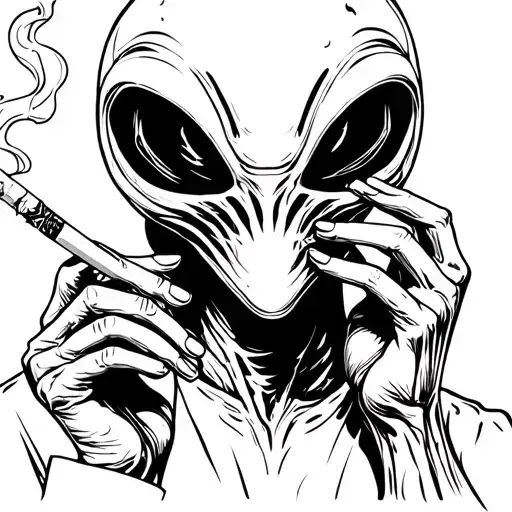 Aliens Smoking Cigarettes Standing Straight