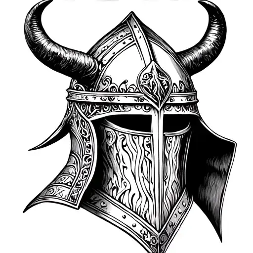 Medival Knights Helmet With Horns Frontal View