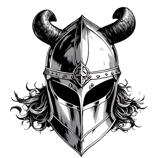 Medival Knights Helmet With Horns Frontal View