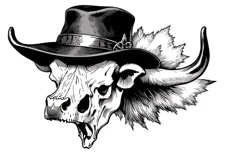 Cow Skull With Cowby Hat