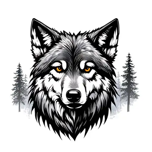 Wolf With The Forest In The Background