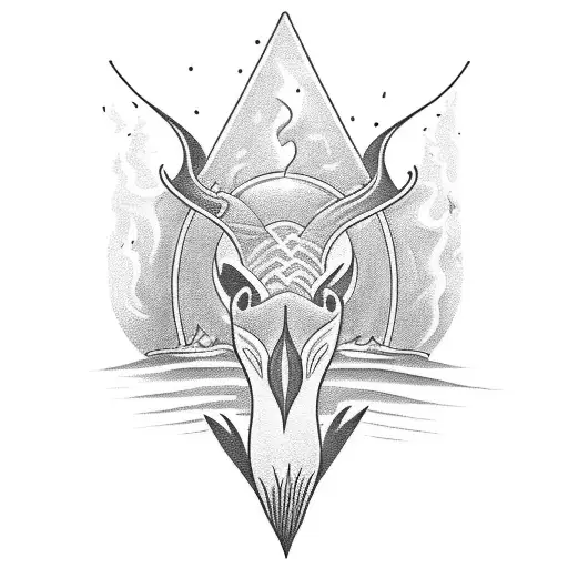 A Fierce Blackwork Tattoo Of A Canoe Slicing Through The Water