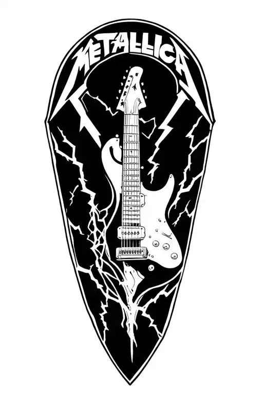 Metallica Logo Tattoo With Lightning And Guitar
