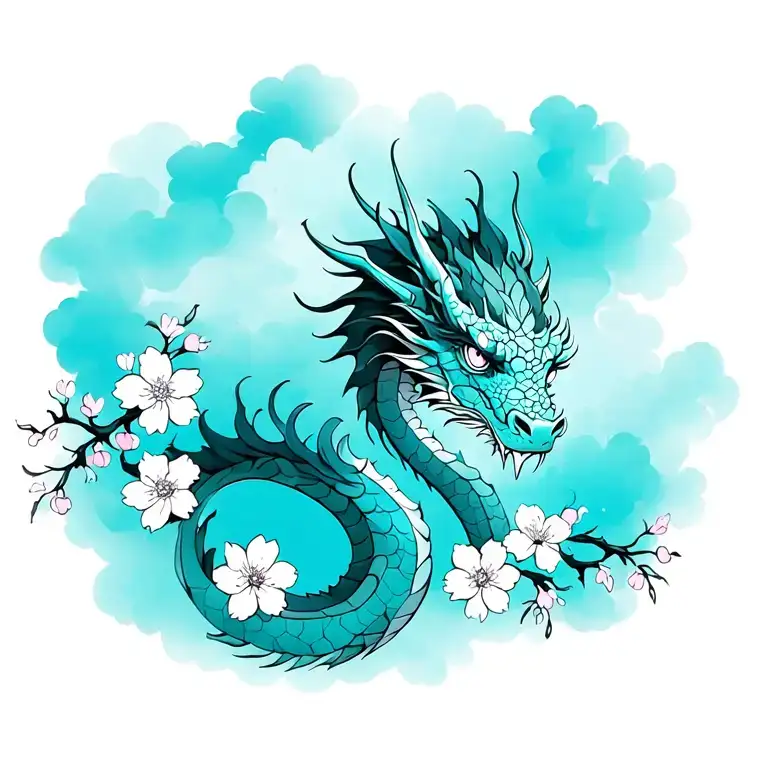 Dragon With Cherry Blossoms
