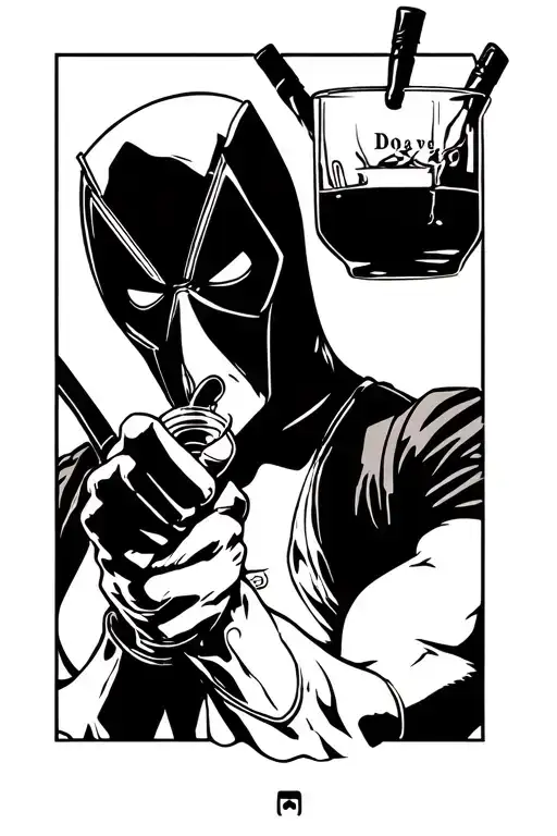 Deadpool Drinking Whiskey