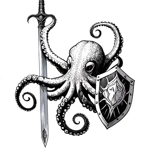 Octopus With A Sword And Shield