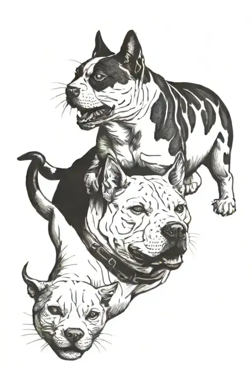 A Cat And A Pitbull Back To Back