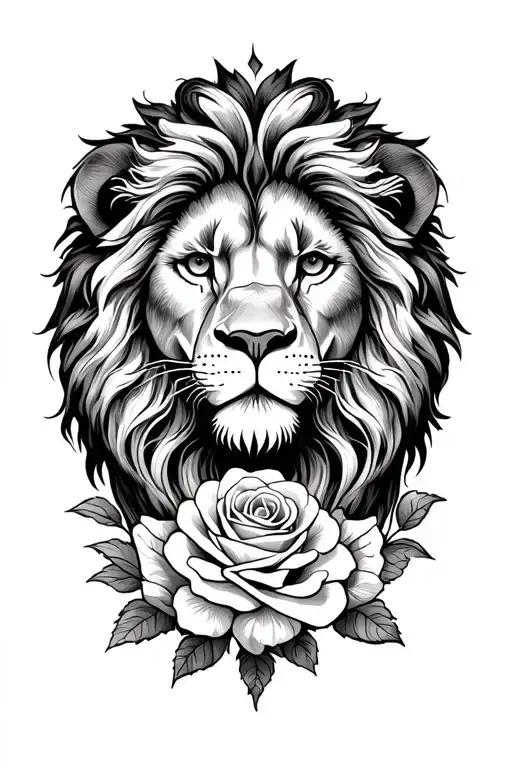 Lion And Roses Growing Inside Representing The Client's Love