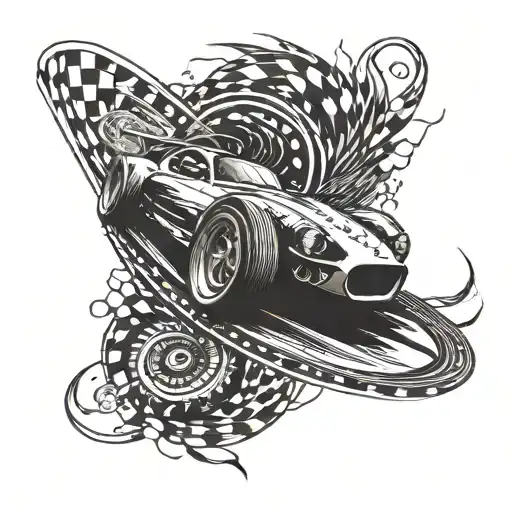 Incorporate A Sleek Race Car Speeding Through A Winding Track