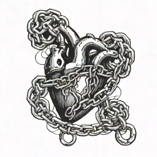 Human Heart With A Lock And Chain Wrapped Around It