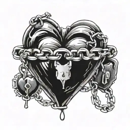 Human Heart With A Lock And Chain Wrapped Around It