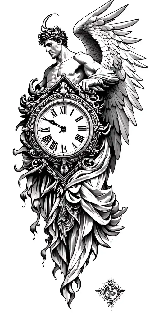 Clock With Male Guardian Angel