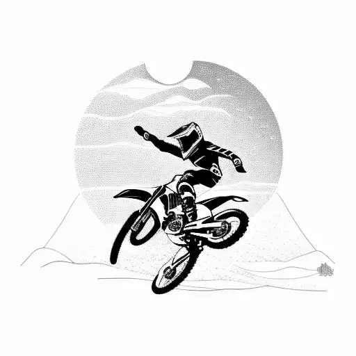 A Silhouette Of A Motocross Rider Against A Sunset Over The Desert