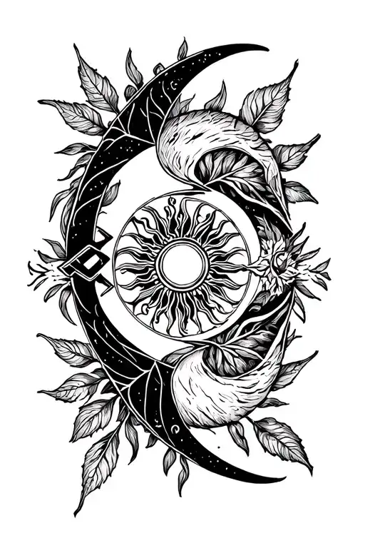 Skoll And Hati Sun And Moon Leaf Triskele Symbol