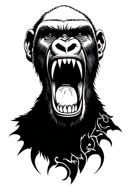 Gorilla Angry Mouth Open