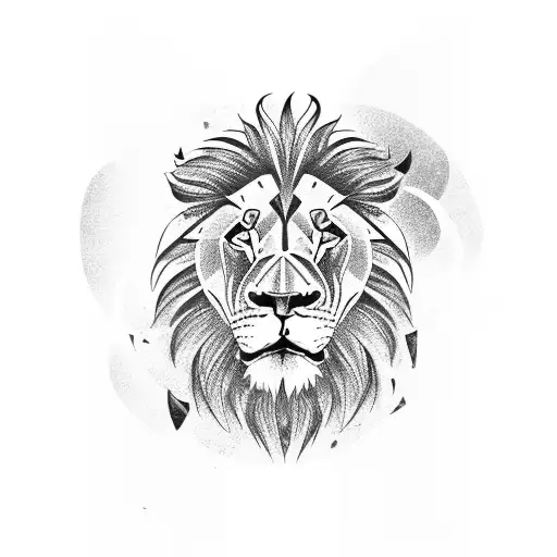 Lion With African Tribal Background And Cross