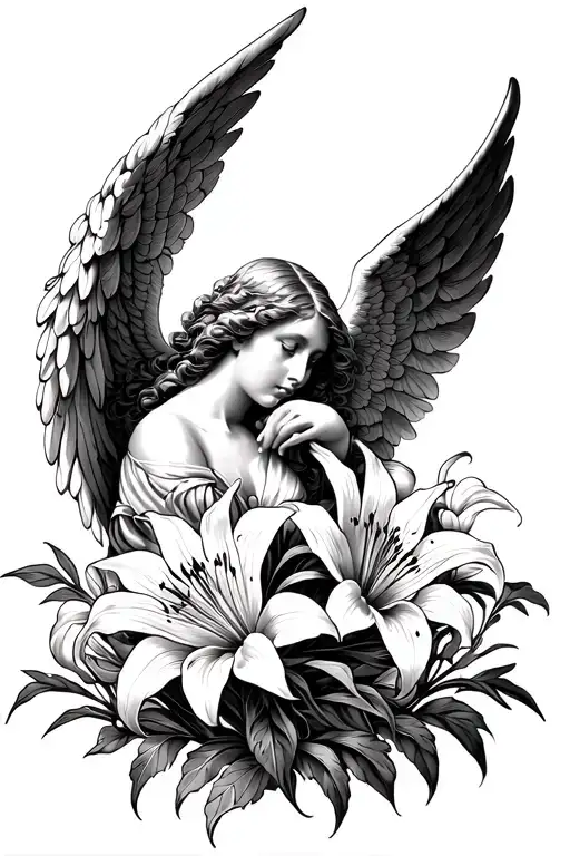 Angel With Lily Flowers