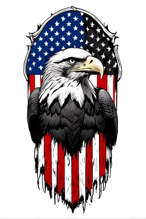 American Flag With Bald Eagle And A Nod To Military Service