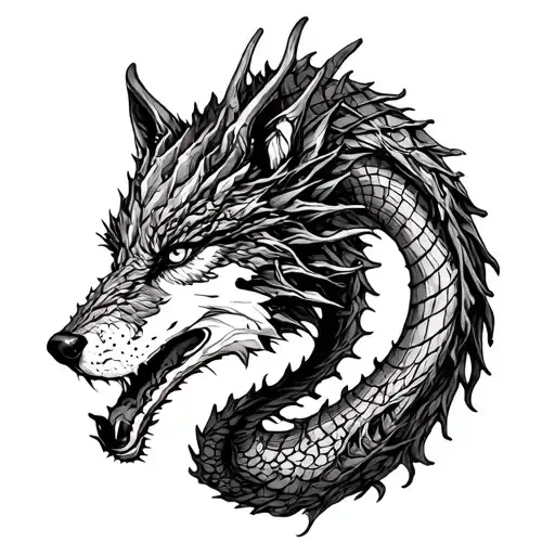 Dead Tree Dragon And A Wolf