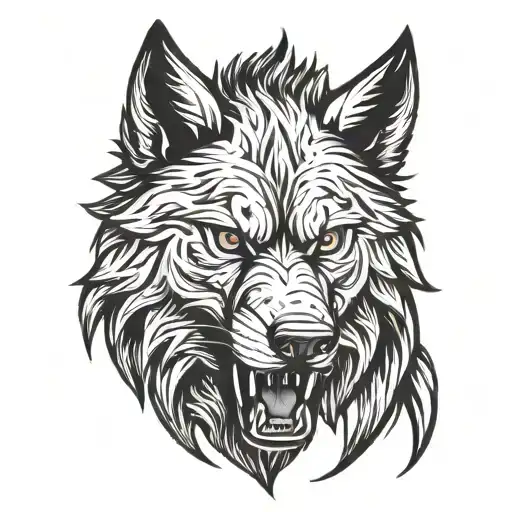 Head On Fenrir Angry Wolf Head