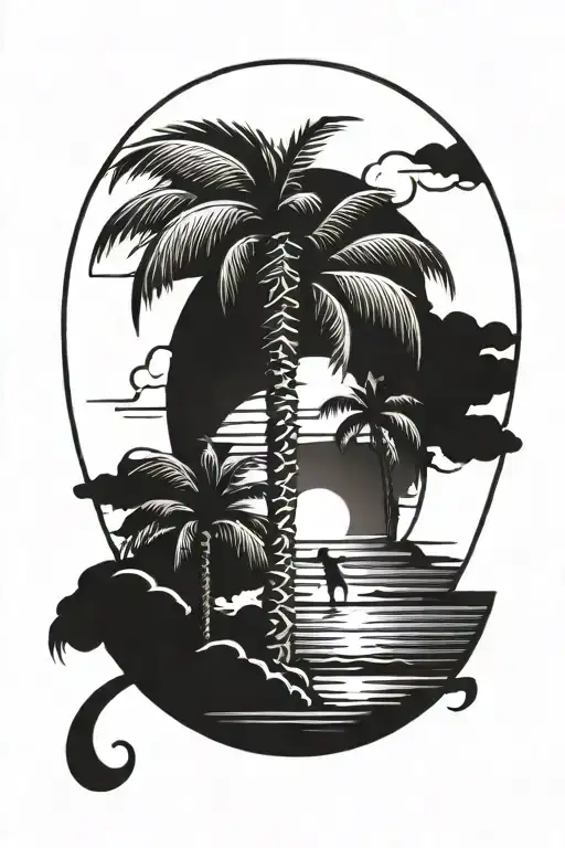 Sunset And Palm Tree