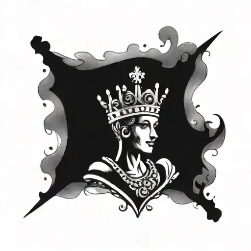 Create A Tatto Design Of A Queen Chess Piece And A Sneak Aruond Of That In Band Af Hand