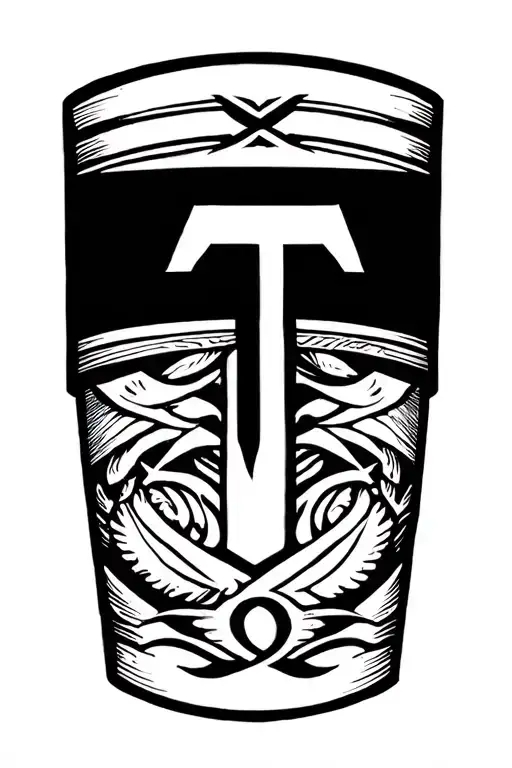 Tribal Thigh Band With Letter T