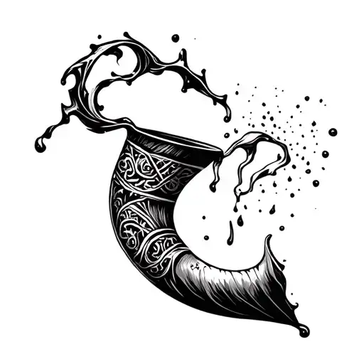 Full Black Nordic Drinking Horn Pouring Out