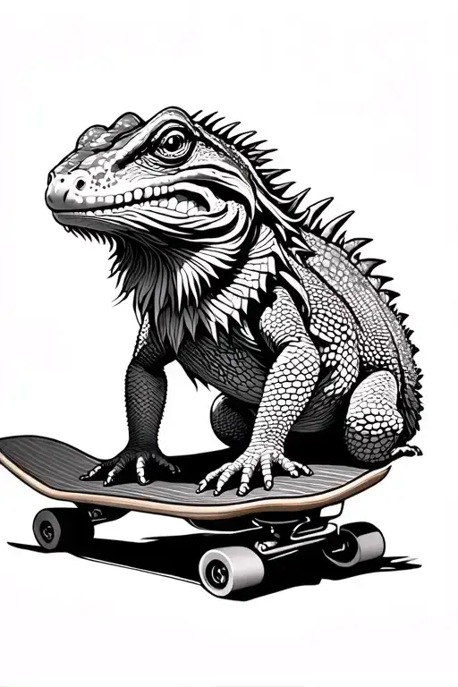 Bearded Dragon On A Skateboard
