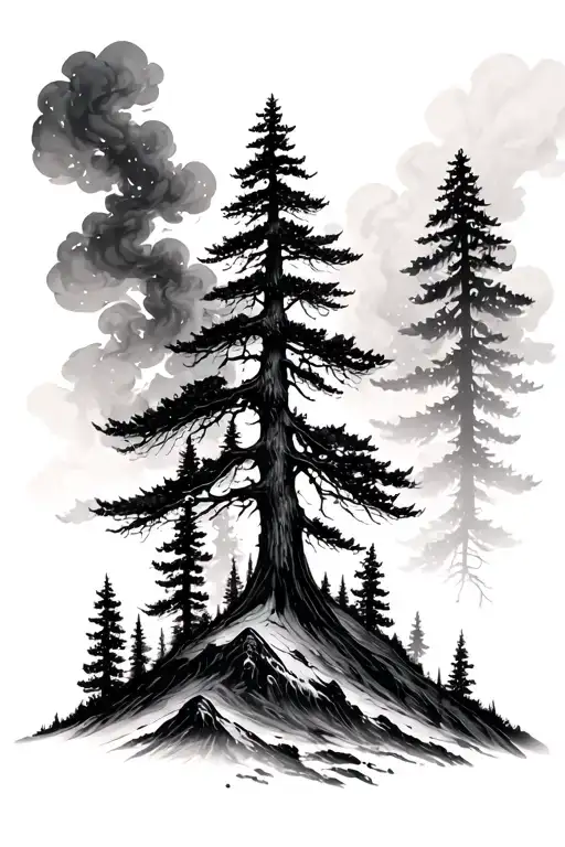 Trees And Smokey Moutains Above