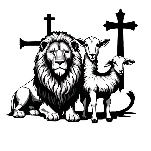 The Lion And The Lamb 3 Crosses