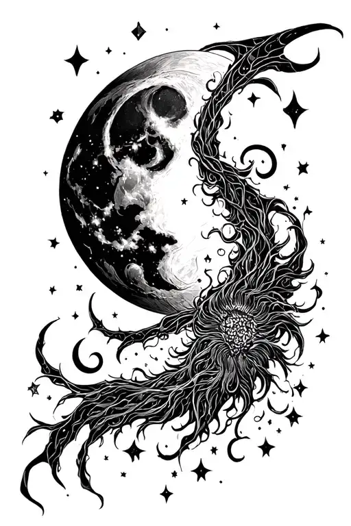Aquarius Zodiac Sign And Full Moon Merging Together