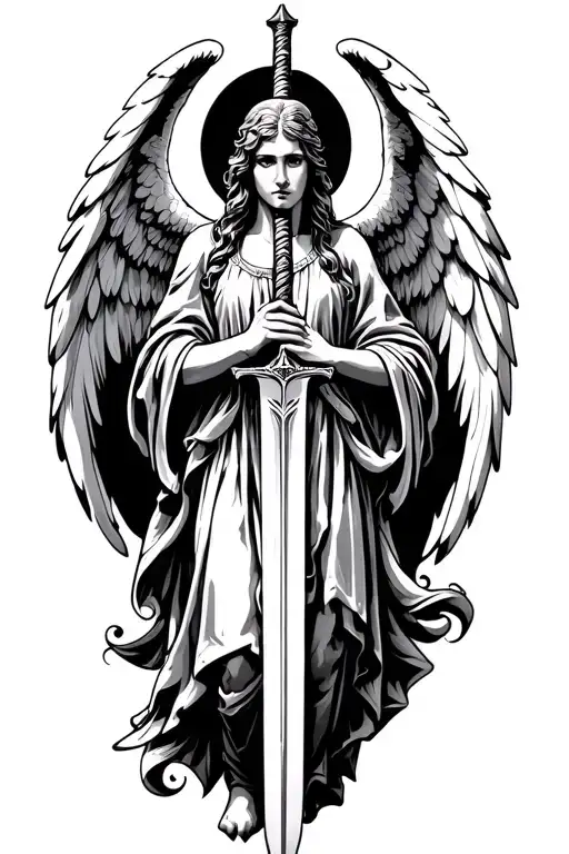 Arch Angel Holding A Sword