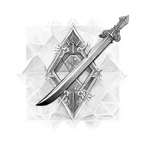 A Sword Embedded In A Rectangular Stone