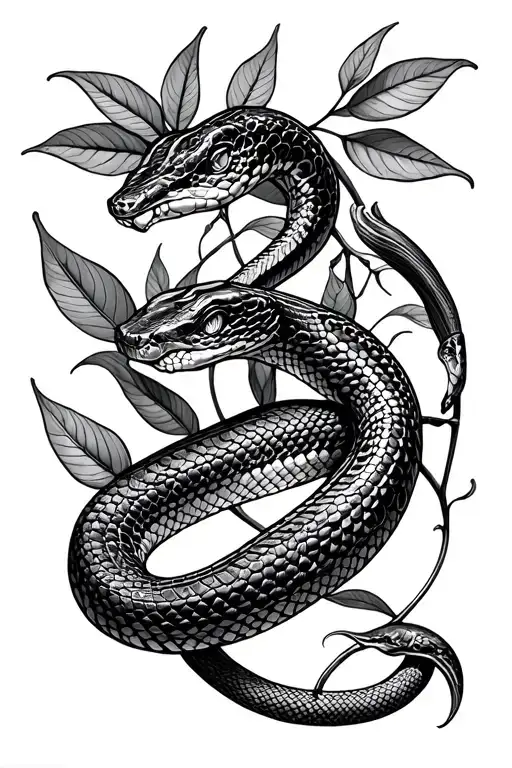 Snake And Leaves