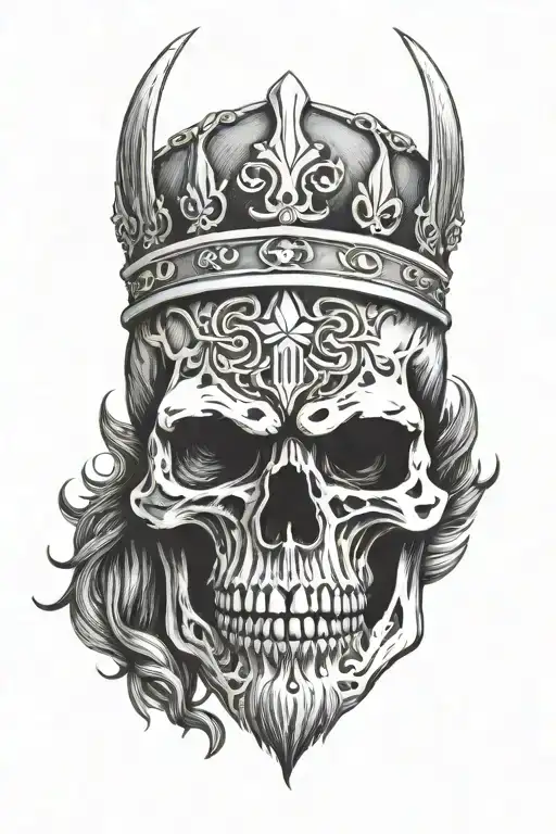 Viking Skull Wearing A Crown