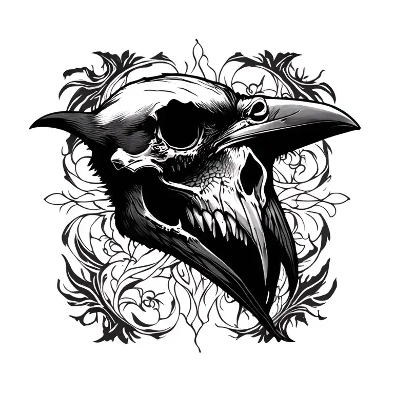 Raven Skull Dark Ornamental