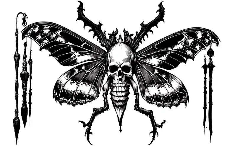 Deathmoth With Demons Skulls