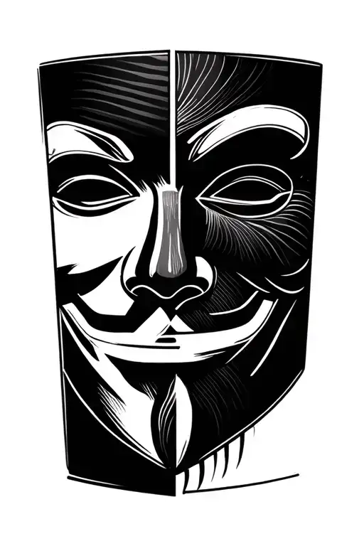 Anonymous Mask In Half