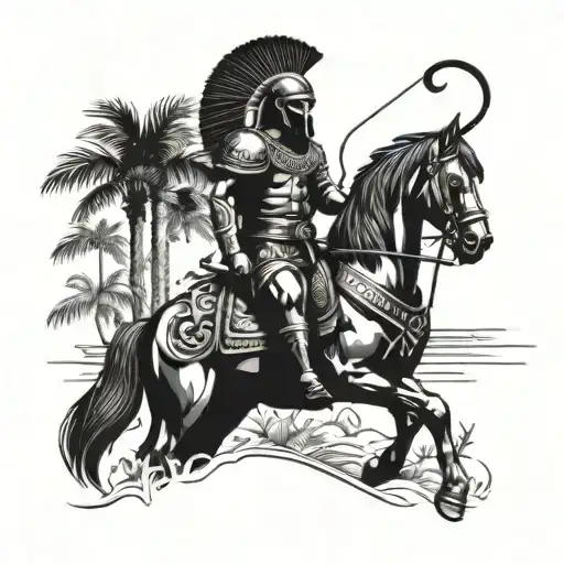 Trojan Warrior With Palm Trees