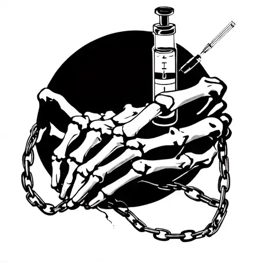 Skeleton Hands Chained To An Insulin Vial