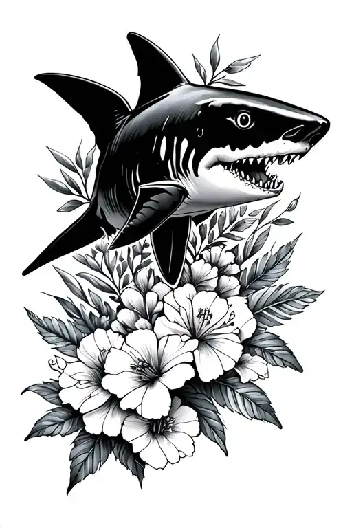 Shark And Flowers