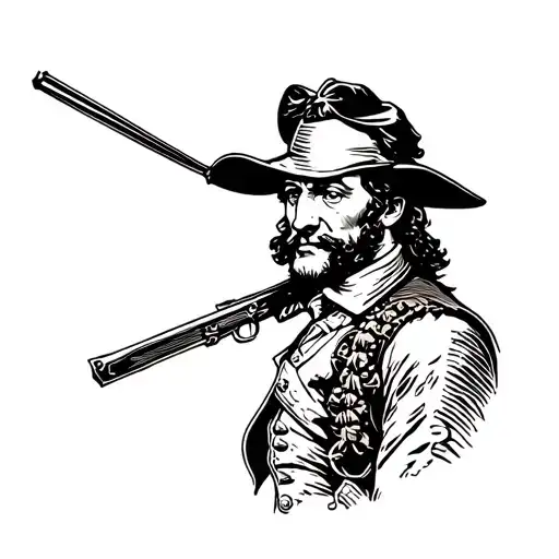 Tattoo Stencil Depicting A Revolutionary War Era Man